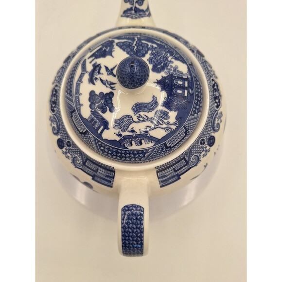 Large Vintage Johnson Bros.Blue Willow Teapot & Lid, England,VGC,No Chips/Cracks - Picture 6 of 11